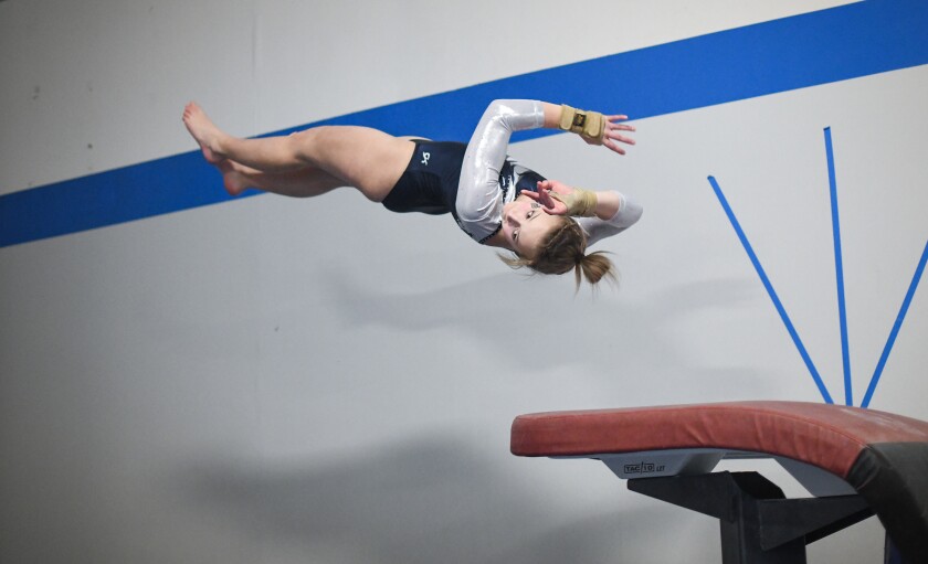 Bemidji competes against Alexandria in gymnastics