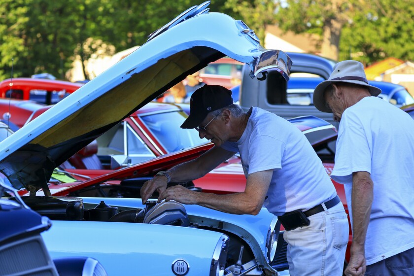 Bold primary colors classic car show