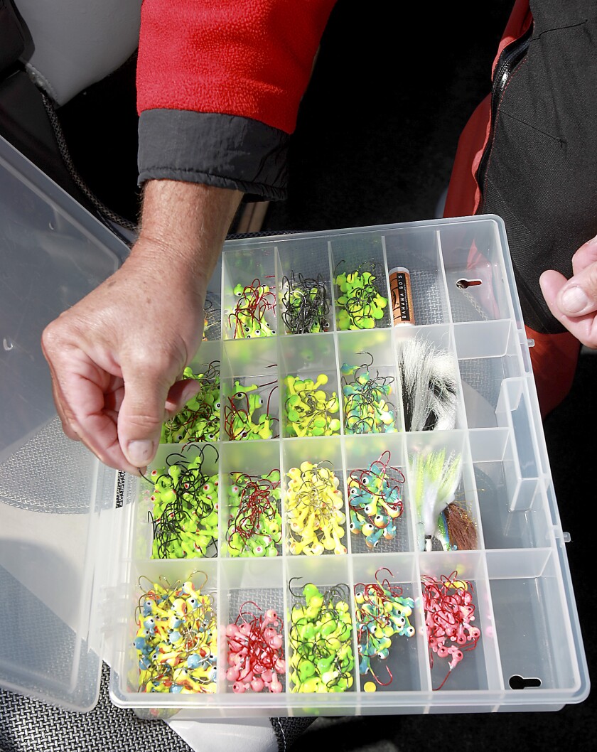 tackle box of jigs