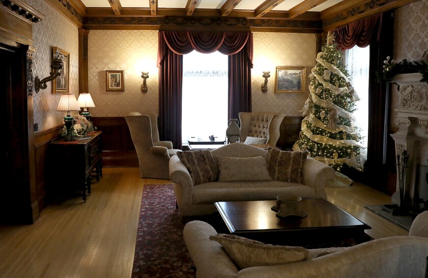 The Living Room at the Cotton Mansion is a shared space that all of the guests may use during their stay