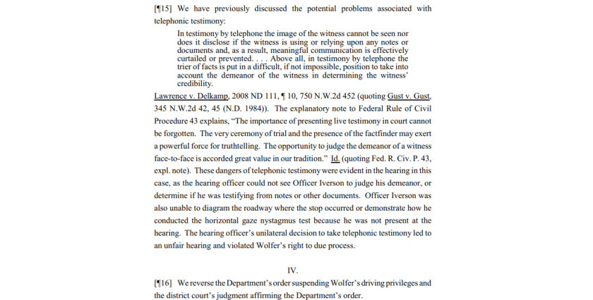 EMBED: Excerpt of Wolfer vs. NDDOT
