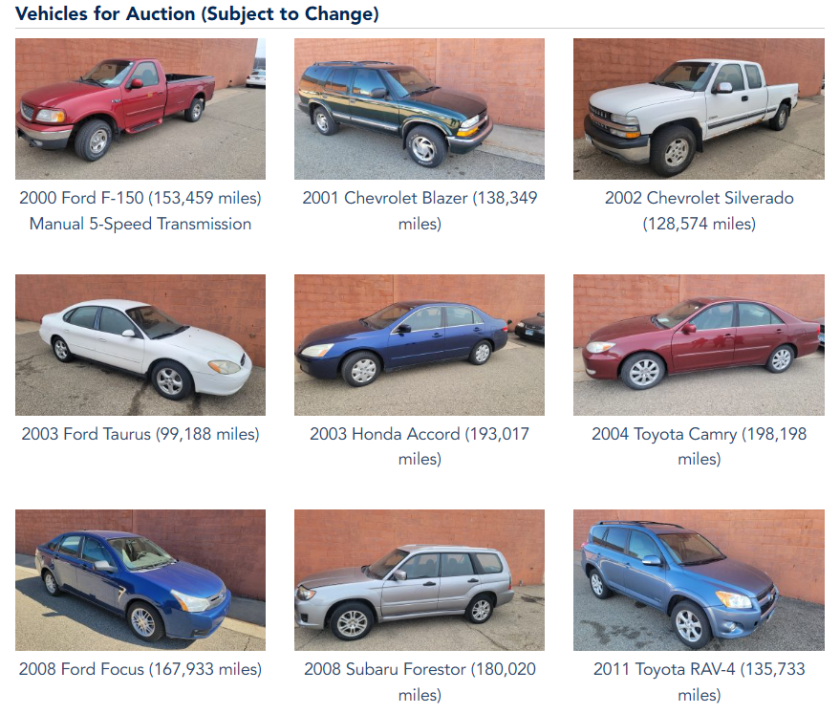 rctc car auction