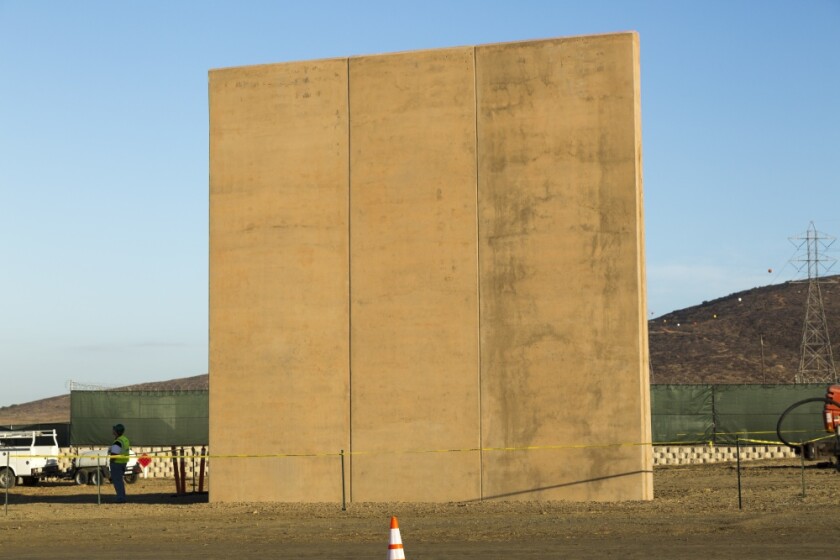 Fisher's border wall prototype.(Photo by Mani Albrecht, U.S. Customs and Border Protection Office of Public Affairs - Visual Communications Division)