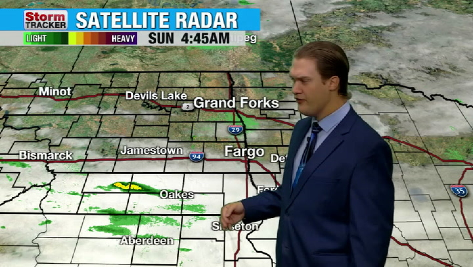 Clear skies and chilly temperatures to the north, with sprinkles in the south