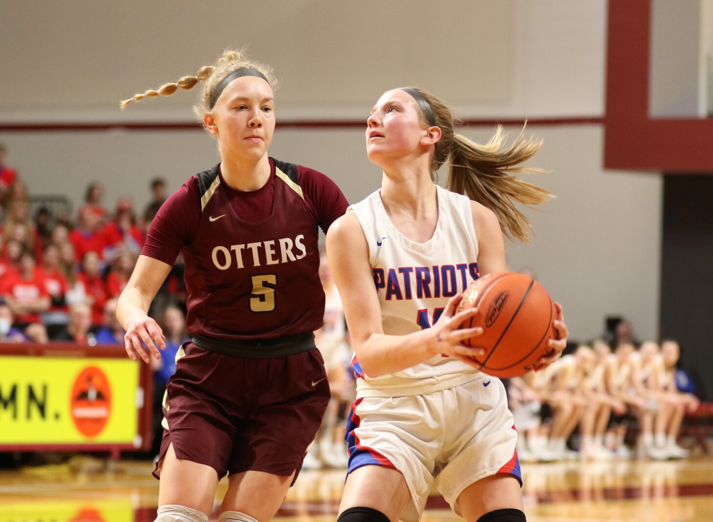 Pequot Lakes Patriots girls basketball during the 2022 Class 2A State Tournament.
