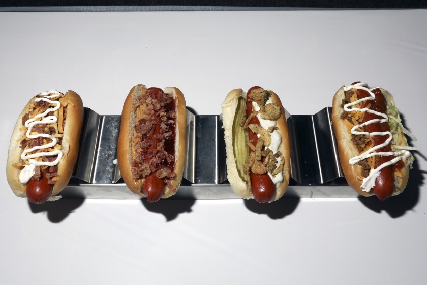 Four hotdogs.