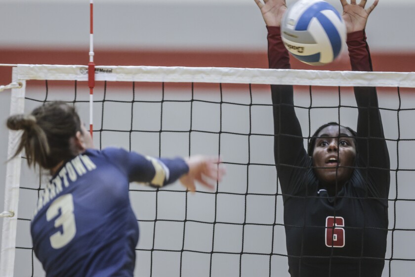 High school girls volleyball match