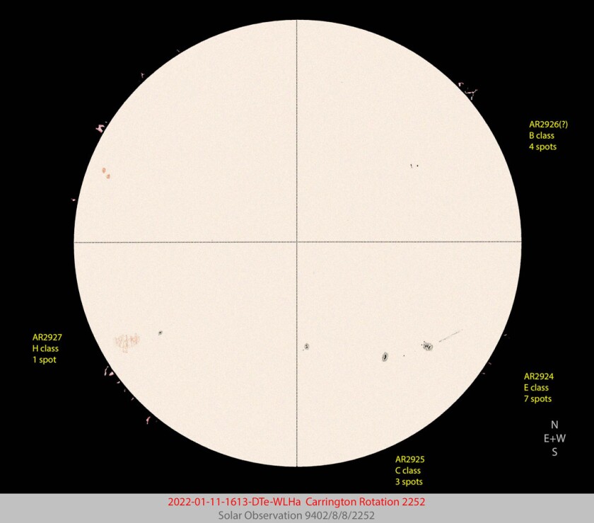 Drawing of sunspots by David Teske