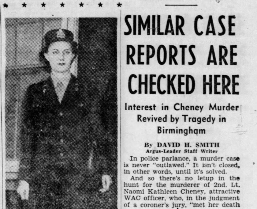 Naomi Kathleen Cheney, a WAC officer during World War II, is Sioux Falls, SD oldest cold case. Daily Argus-Leader.jpg