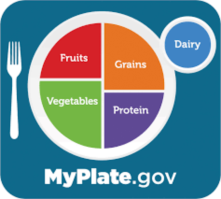 Graphic showing a chart of a balanced diet.