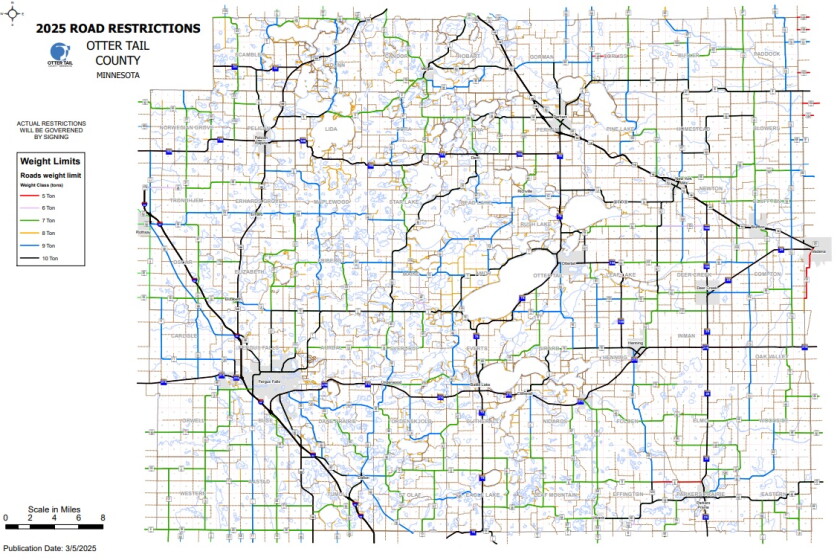 Minnesota Spring Load Restriction Chart Spring weight restrictions on Otter Tail County Highways in effect ...
