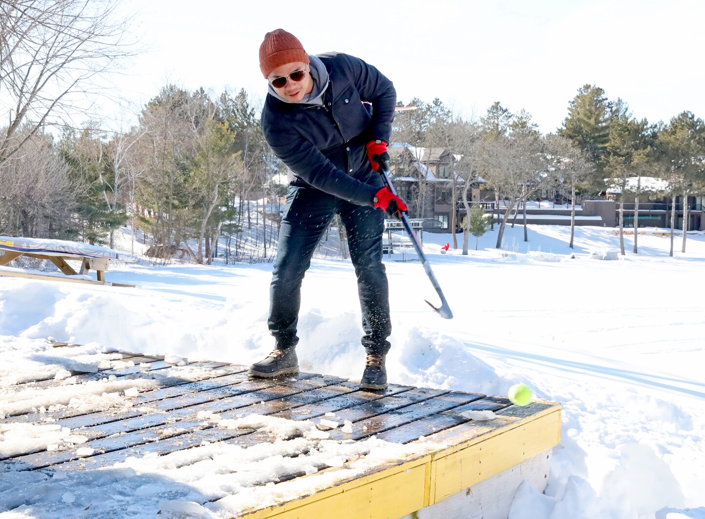 People enjoy the Gull Lake Frozen Fore event.