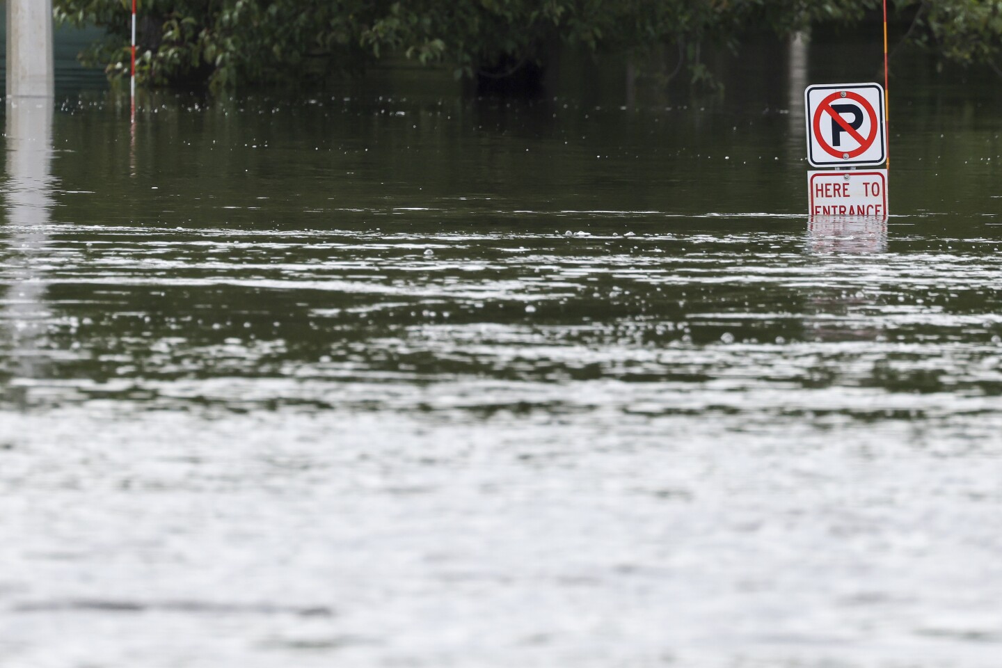 floodwaters in small town