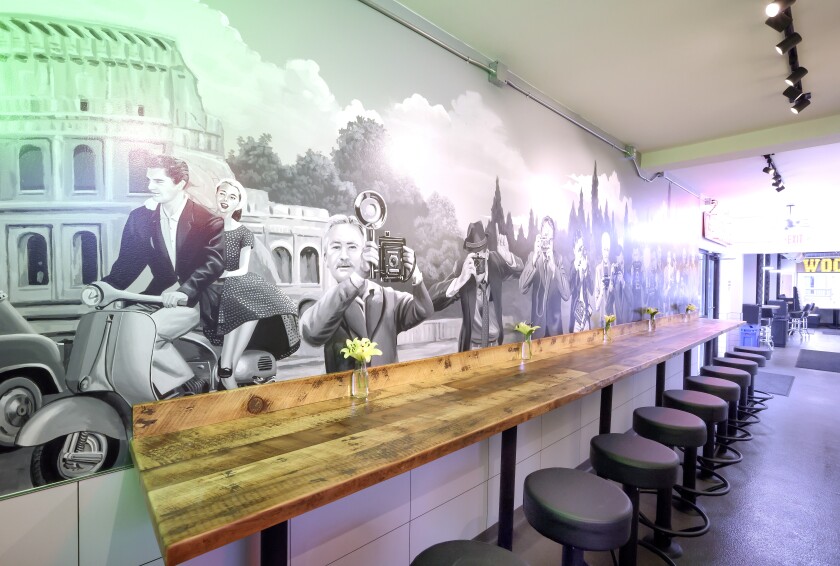 Mural on an interior wall of Vitta Pizza.