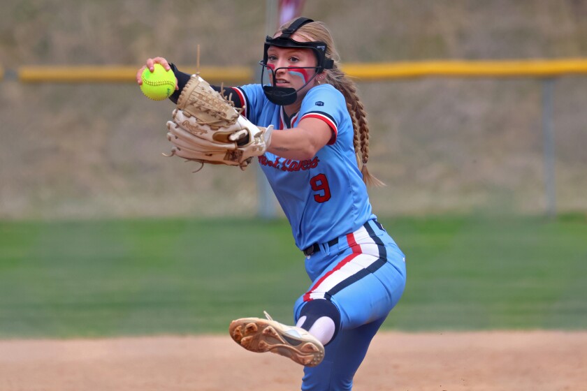 Kaitlyn Geschwill from the Central Lakes College, against Minnesota West, Friday, May 9, 2025, in Brainerd.