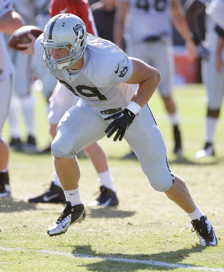 Former BSU football standout Leonhardt climbing Oakland's TE depth