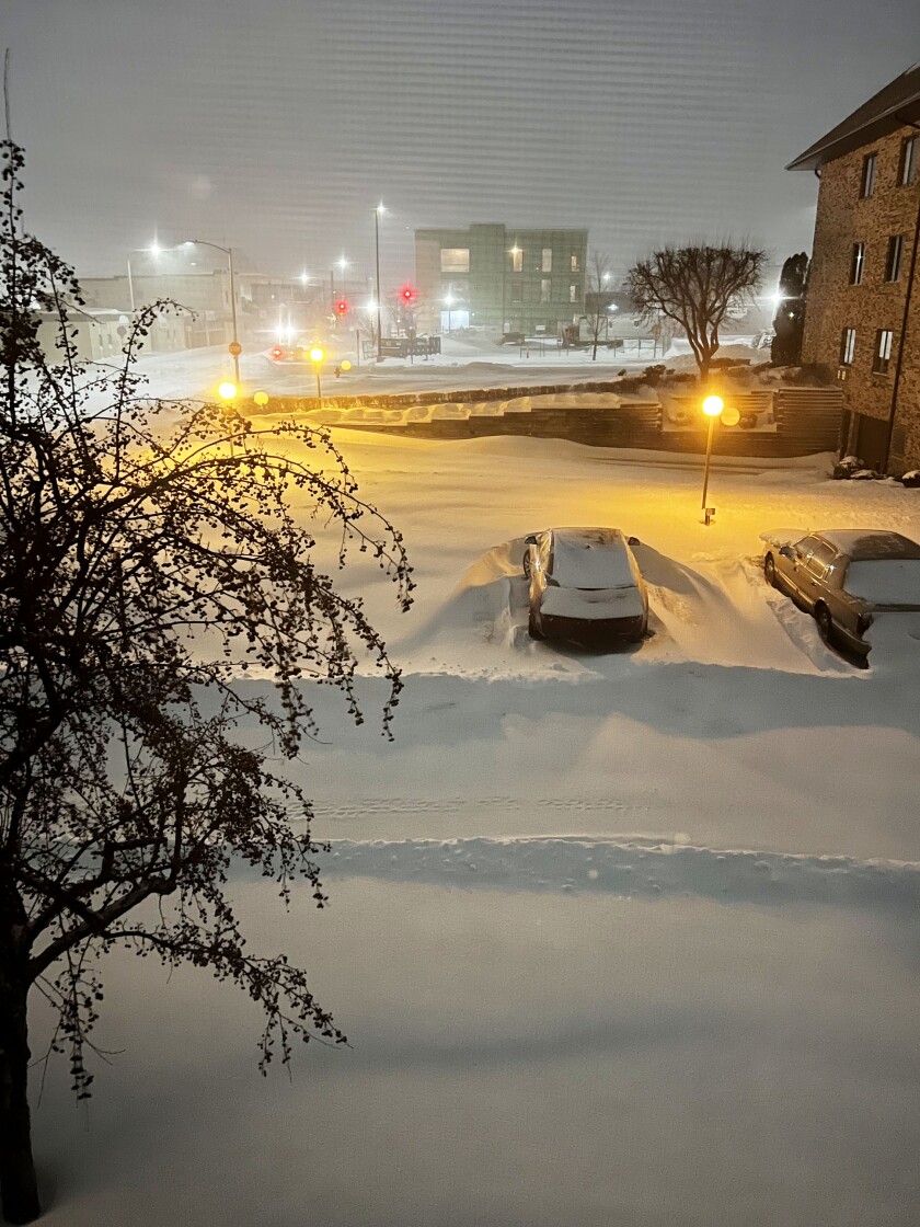 Snow in city