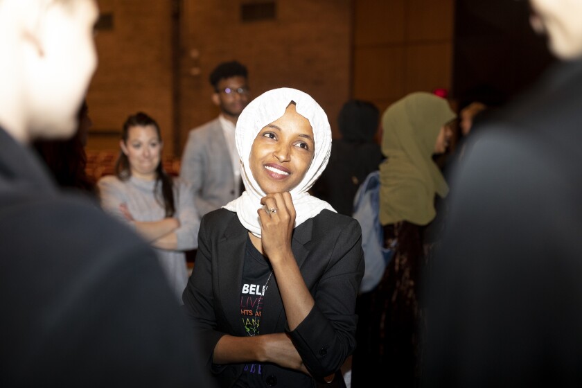Ilhan Omar at Richfield High School event