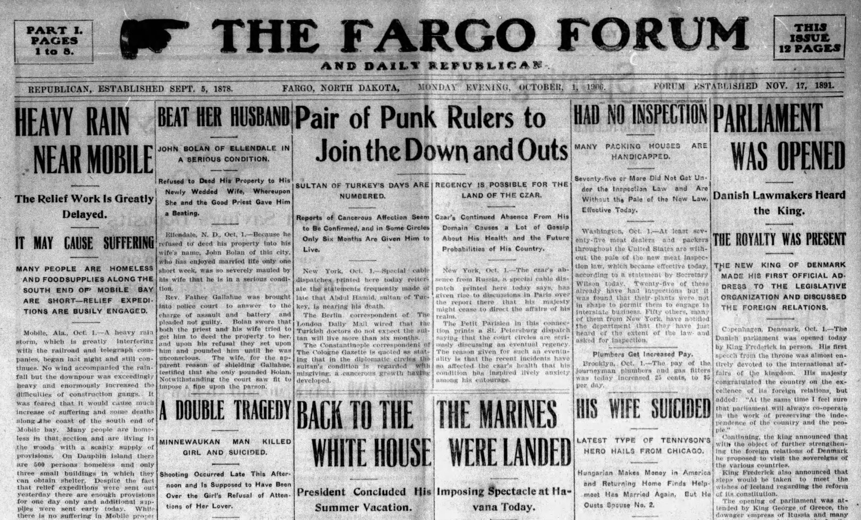 Today in History: North Dakota man assaulted by his newlywed wife and a priest