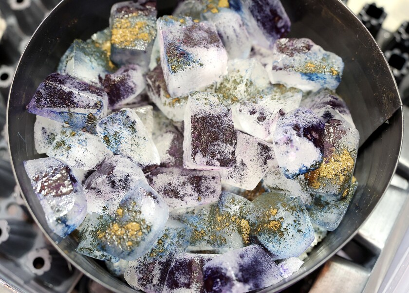 Dye melts on ice.