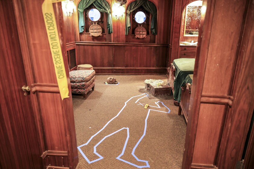 actors perform at haunted ship