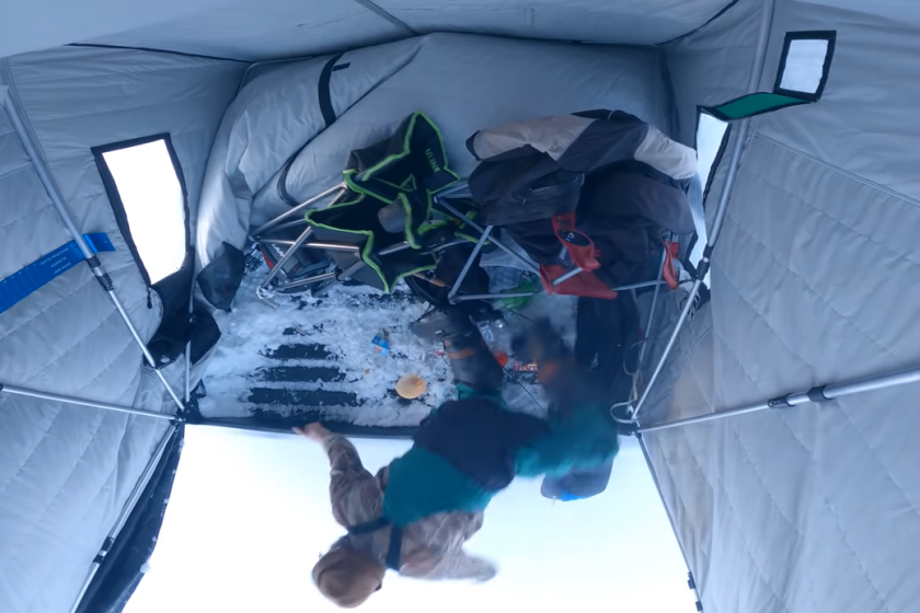 collapsible fish house Portable Ice Fishing Shelter,Pop-Up Portable Ice Fishing Tent Ice Shanty,4-5 Person Waterproof Hub-Style Ice with Anchors,Tie Ropes,and Carrying Bag : Sports & Outdoors it is perfect for small to medium Portable Ice Fishing Shelter