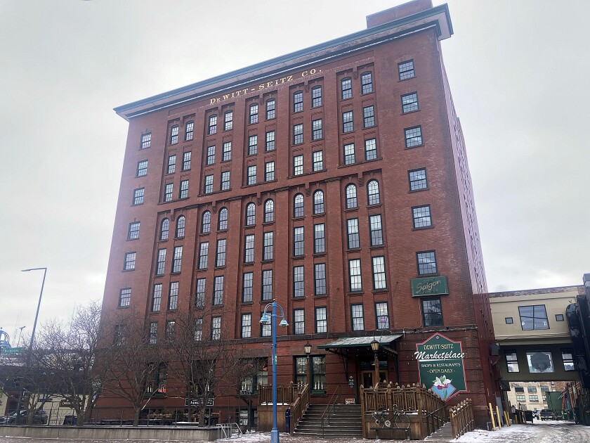The exterior of a multi-story building.