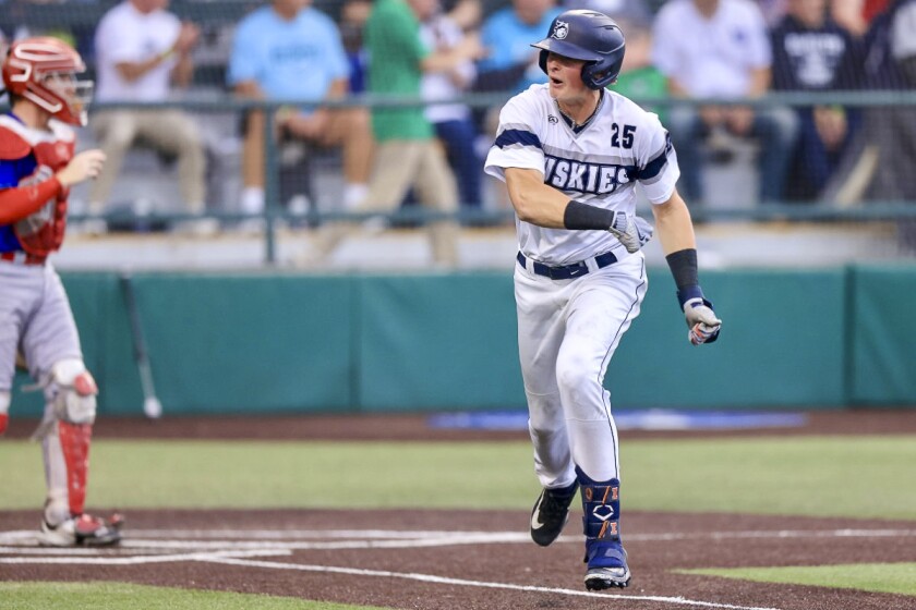 college men play baseball