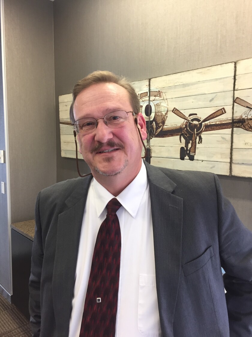 Bob O'Brien spoke Friday with the Brainerd Lakes Regional Airport Commission about his experience in airport management and his potential to serve as interim airport manager. (Brainerd Dispatch/Spenser Bickett)