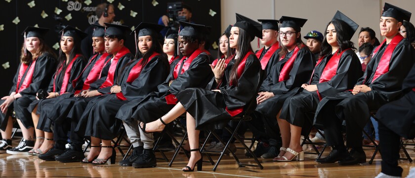 The Learning Center class of 2023 sits together during the commencement ceremony on Thursday, May 25, 2023.