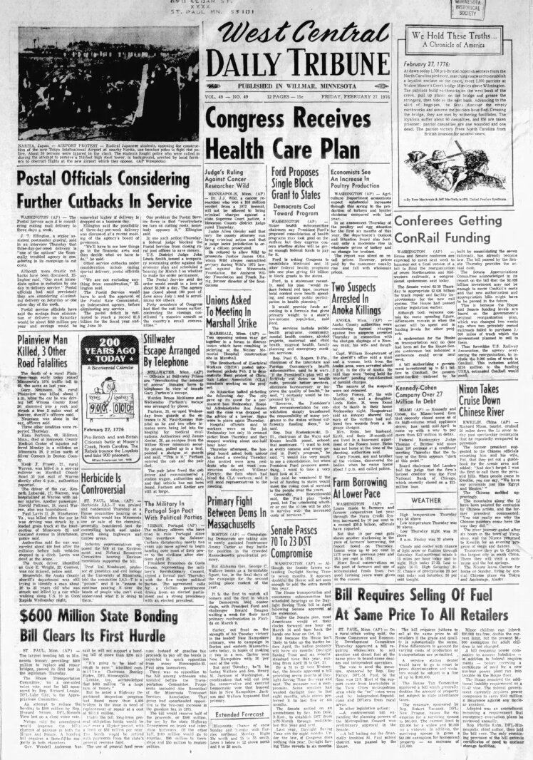 America 250: 50 years ago today - February 27, 1976 - West Central ...