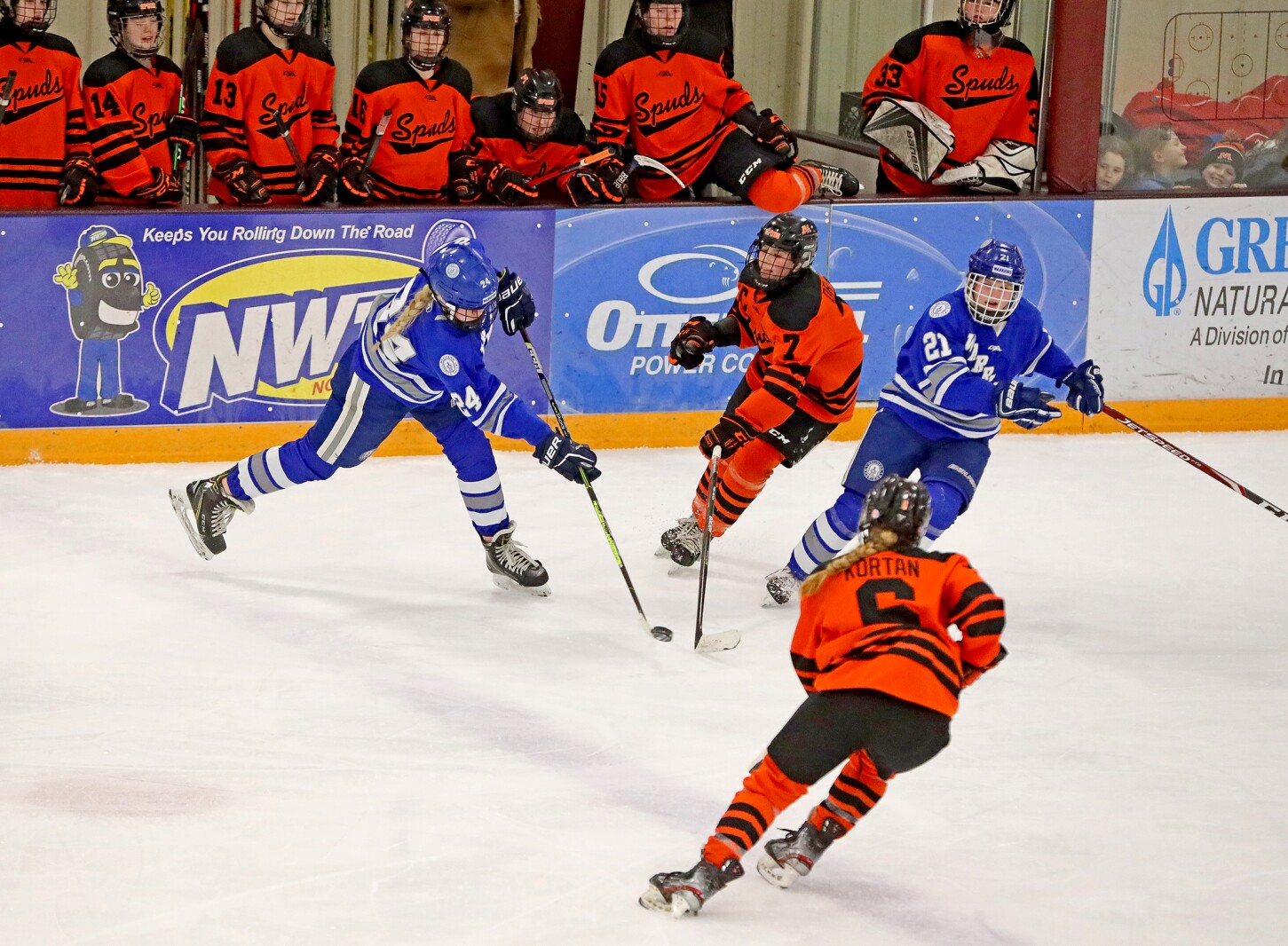 Brainerd/Little Falls girls hockey take on the Moorhead Spuds Thursday, Feb. 17, 2022, during the Section 8-2A Section Final in Fergus Falls.