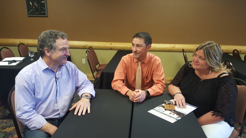 Tuesday's Line 3 pipeline replacement discussion was spearheaded by Minnesotans for Line 3 and United Piping Inc. CEO Bob Shoneberger (left); Cub Foods owner Chris Quisberg representing the Brainerd Lakes Chamber of Commerce; and Grand Rapids resident DeeDee Tollefson. Gabriel Lagarde / Forum News Service