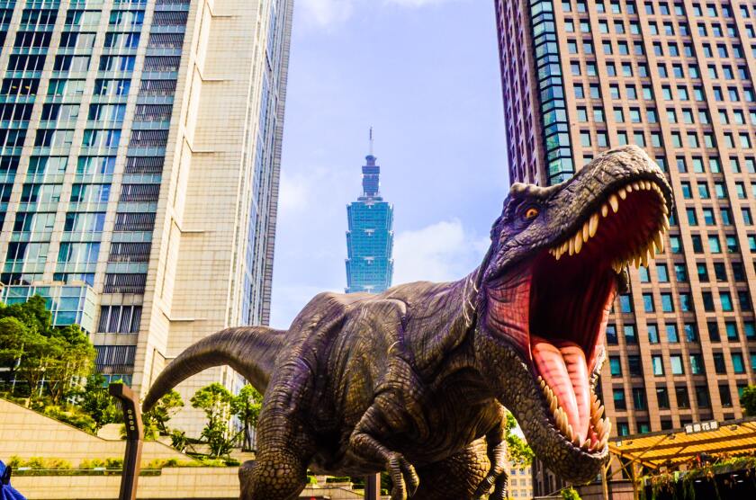 Dinosaur among skyscrapers