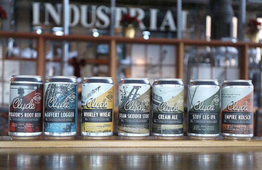 Some of Clyde Brewing's products are in the Clyde Iron Works bar