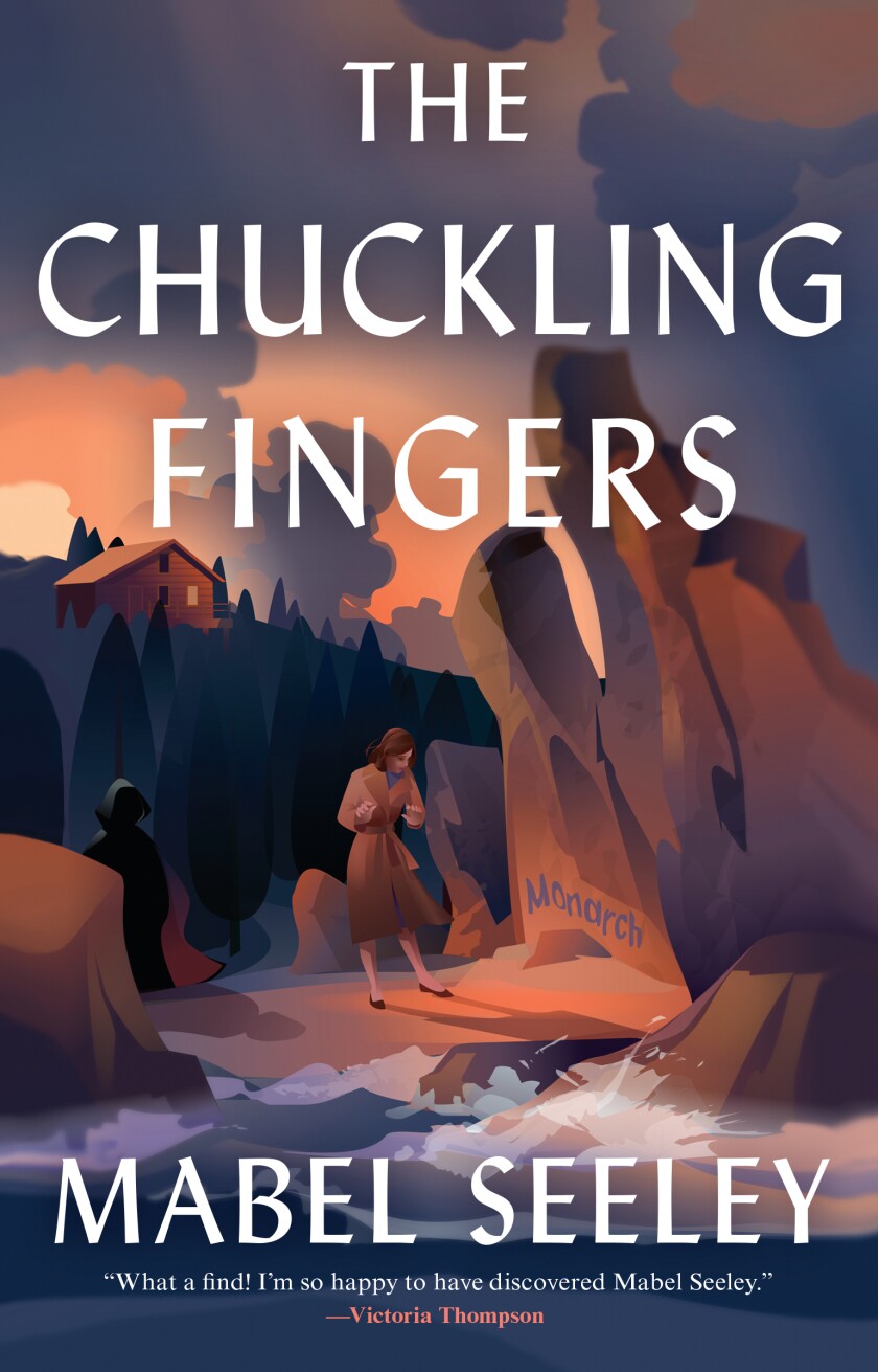 Book cover: Mabel Seeley, "The Chuckling Fingers," featuring a stylized painting of Lake Superior shore rocks