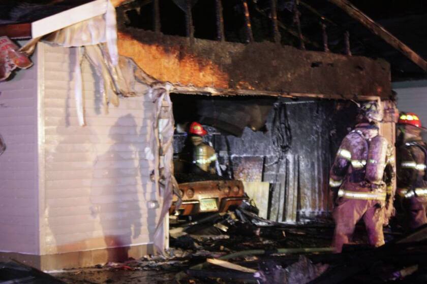 Brainerd firefighters fought a detached garage fire Sunday during the early morning hours on the 600 block of Grove Street. The cause of fire is under investigation. (Ben Soukup)