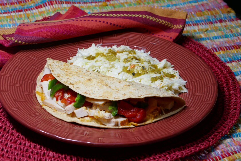 Turkey Quesadilla and Coleslaw with Salsa Verde.