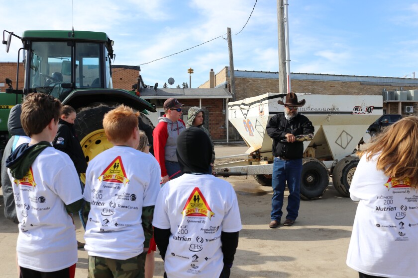 Students at Farm Safety Day in Steele, N.D., on April 25, 2018, learned about fire safety and got to try out some fire extinguishers under the direction of the Steele Rural Fire Department. Jenny Schlecht / Forum News Service