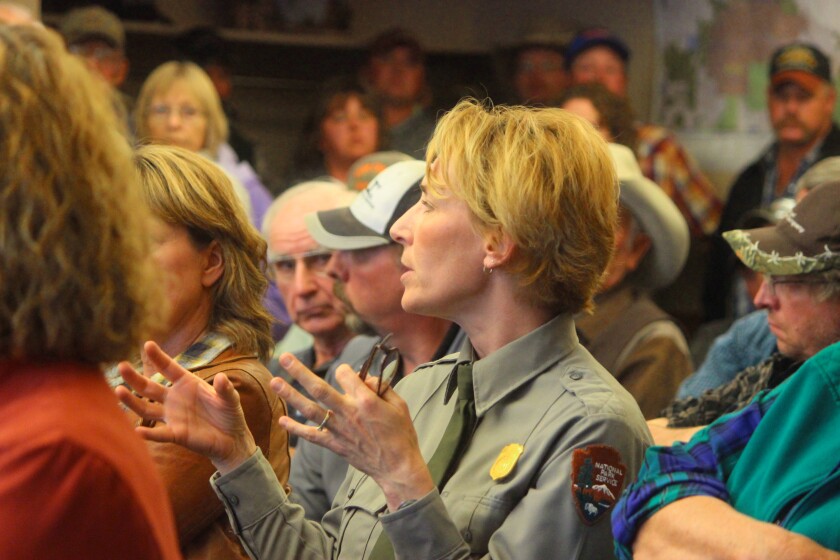 Theodore Roosevelt National Park Superintendent Wendy Ross speaks to the commission during the special hearing for Charlie Creek on Tuesday. (Press Photo by Kalsey Stults)