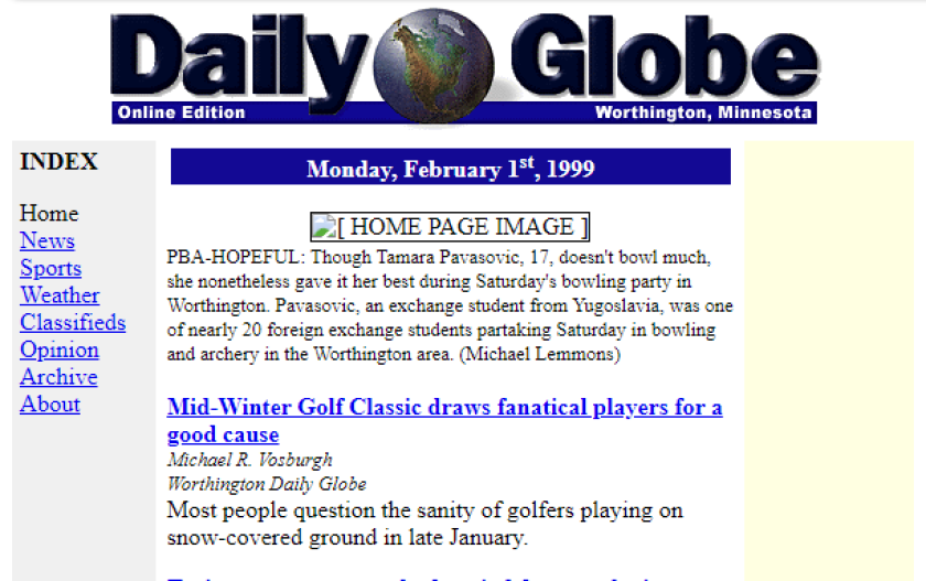 The Globe's Website Parties Like It's 1999.