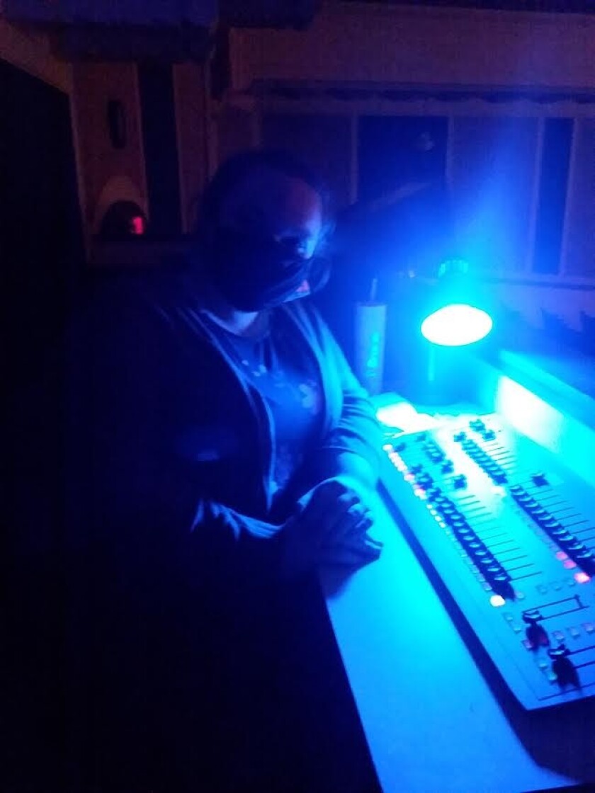 Abby and the light booth