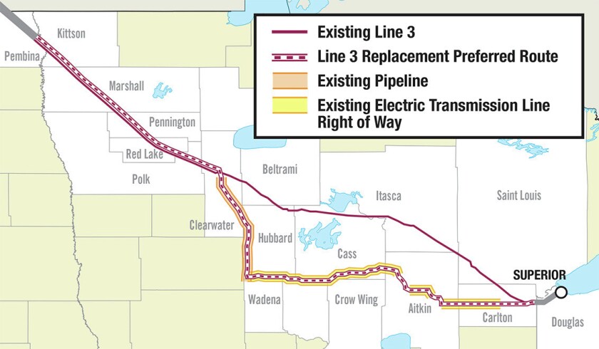 Preferred Line 3 pipeline route