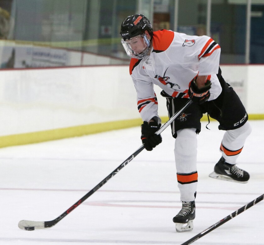 The University of Jamestown's Cole Zimmerman lines up a shot at Wilson Arena. John M. Steiner / The Sun