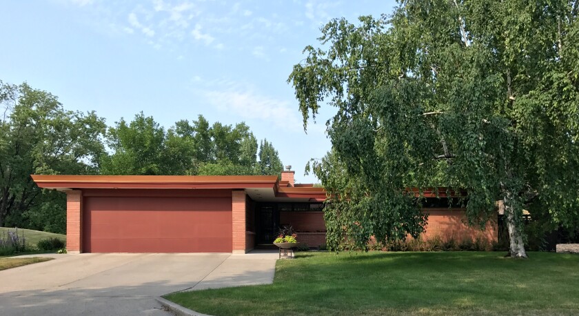 This home seen Tuesday, July 18, 2017, at 1458 S. River Road, Fargo, was designed by Frank Lloyd Wright’s granddaughter and another Wright apprentice. It is now on the National Register of Historic Places. Michael Vosburg / Forum Photo Editor