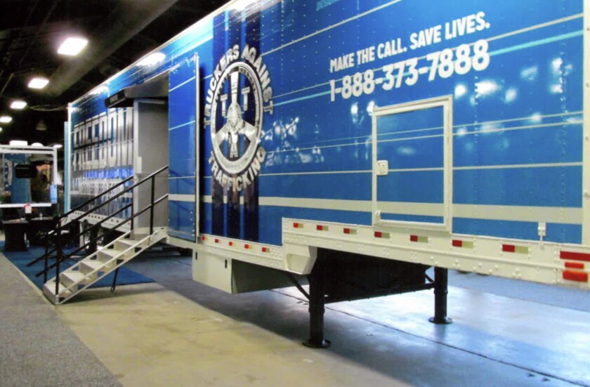 Truckers Against Trafficking is a not-for-profit group that works to educate, raise awareness and combat trafficking in the trucking and travel plaza industries. Bill Brady, of NYM, drives this educational truck around to raise awareness.