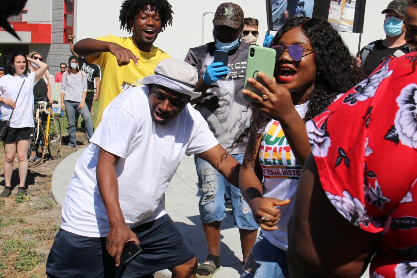 Juneteenth protest at Fargo City Hall, chants turned rhythmic and people danced. .jpg