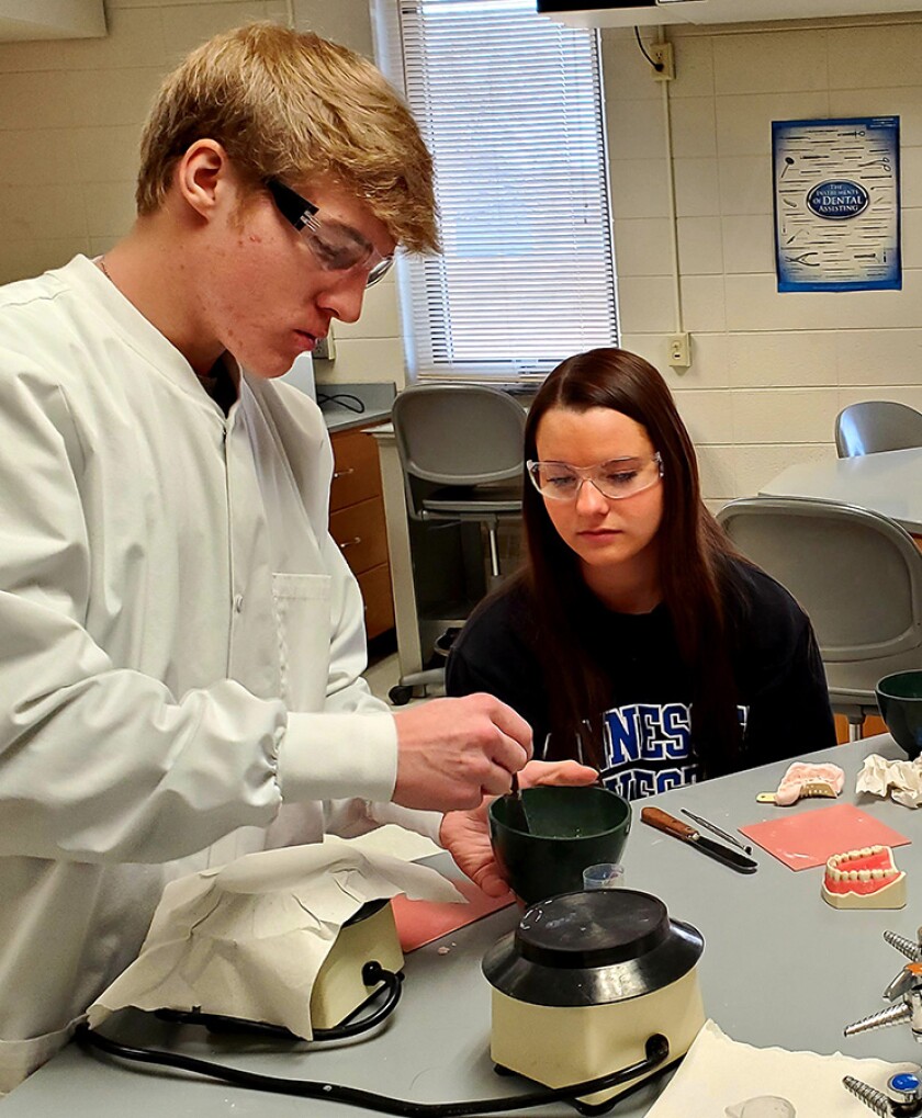 Students in the Dental Assistant program at Minnesota West Community and Technical College work in the lab.