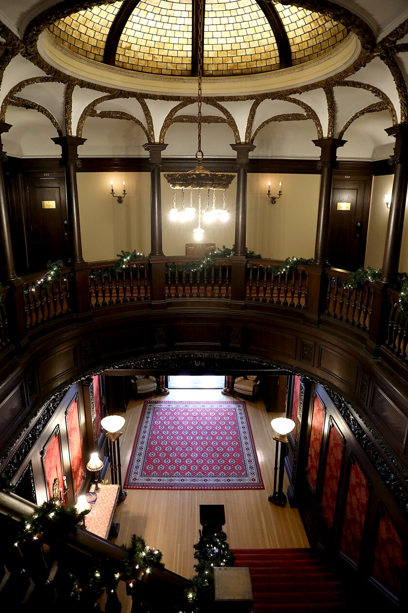 Guests staying in the second floor suites look out to a stunning view before they walk down a grand staircase