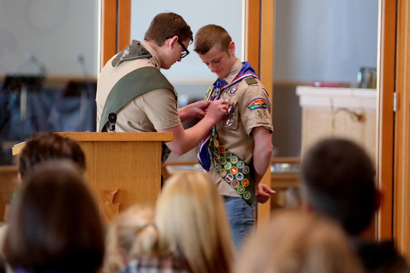 People attend Eagle Scout Tyler Stoen's Court of Honor on Sunday, Jan. 8, 2023, at Lord of Life Lutheran Church in Baxter.